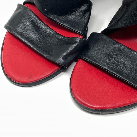 Girotti Strappy Sandal Block Heel Size 41 Black Soft Italian Leather - Picture 7 of 9